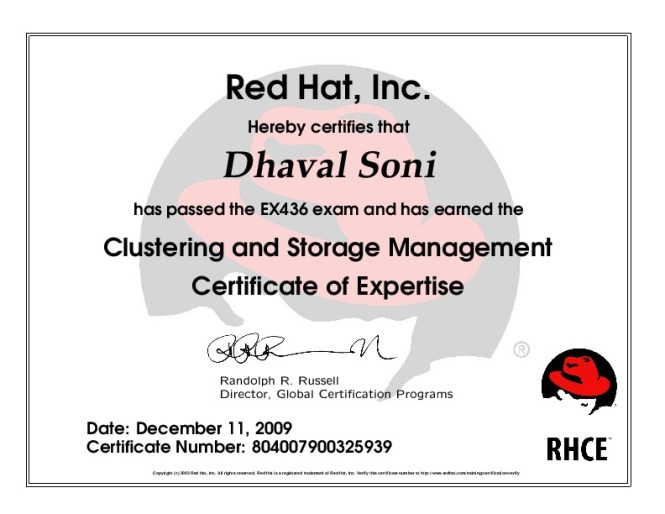 RHCVA Certificate..