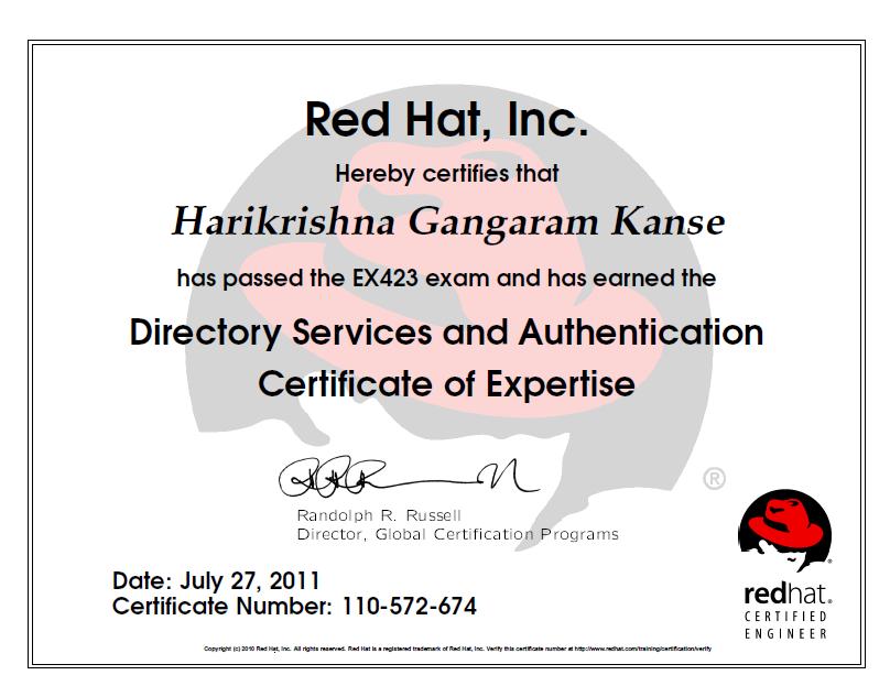 RHCVA Certificate..