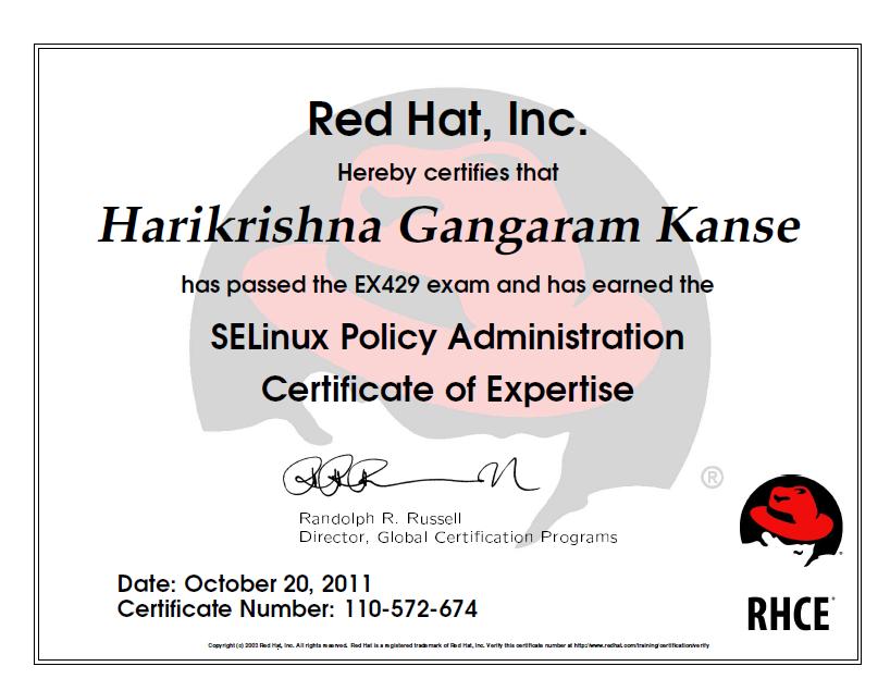 RHCVA Certificate..